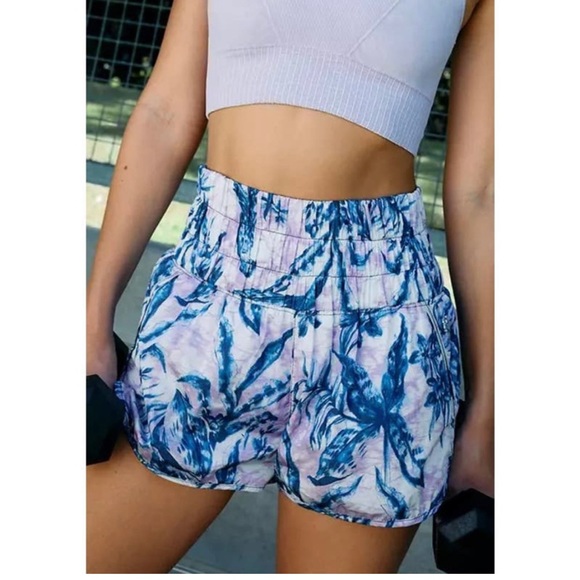 Free People Pants - Free People Movement The Way Home Shorts Medium blue tropical